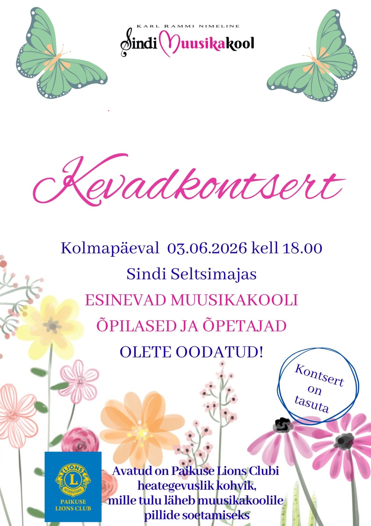 Muusikakooli kevadkontserdi kuulutus